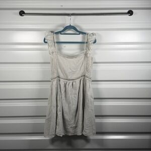 Altard State Womens Medium Grey Lace Trim Smocked Ruffle Boho Mini Dress